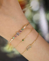 Tourmaline,Spinel & Diamond Compass Bangle 18k gold Stackable design on model 2