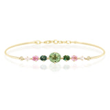 Tourmaline, Spinel and Diamond Compass Bangle (Green) YG14K stackable design