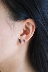 Tourmaline Stud 18k gold stackable design on model