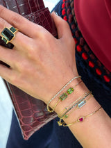 Tourmaline Supreme Protection Ring 18k gold stackable ring on model 2