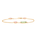 Tourmaline & pink sapphire bracelet 18K Gold Stackable Design