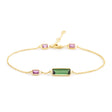 Tourmalines & Pink Sapphire Bar Bracelet 18k gold Stackable design Front view