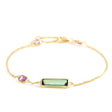 Tourmalines & Pink Sapphire Bar Bracelet 18k gold stackable design