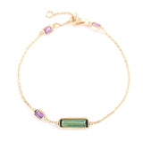 Tourmalines & Pink Sapphire Bar Bracelet 18k gold stackable design 3
