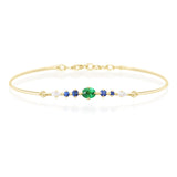 Travorite & Sapphire & Diamond Bangle 18K gold stackable design