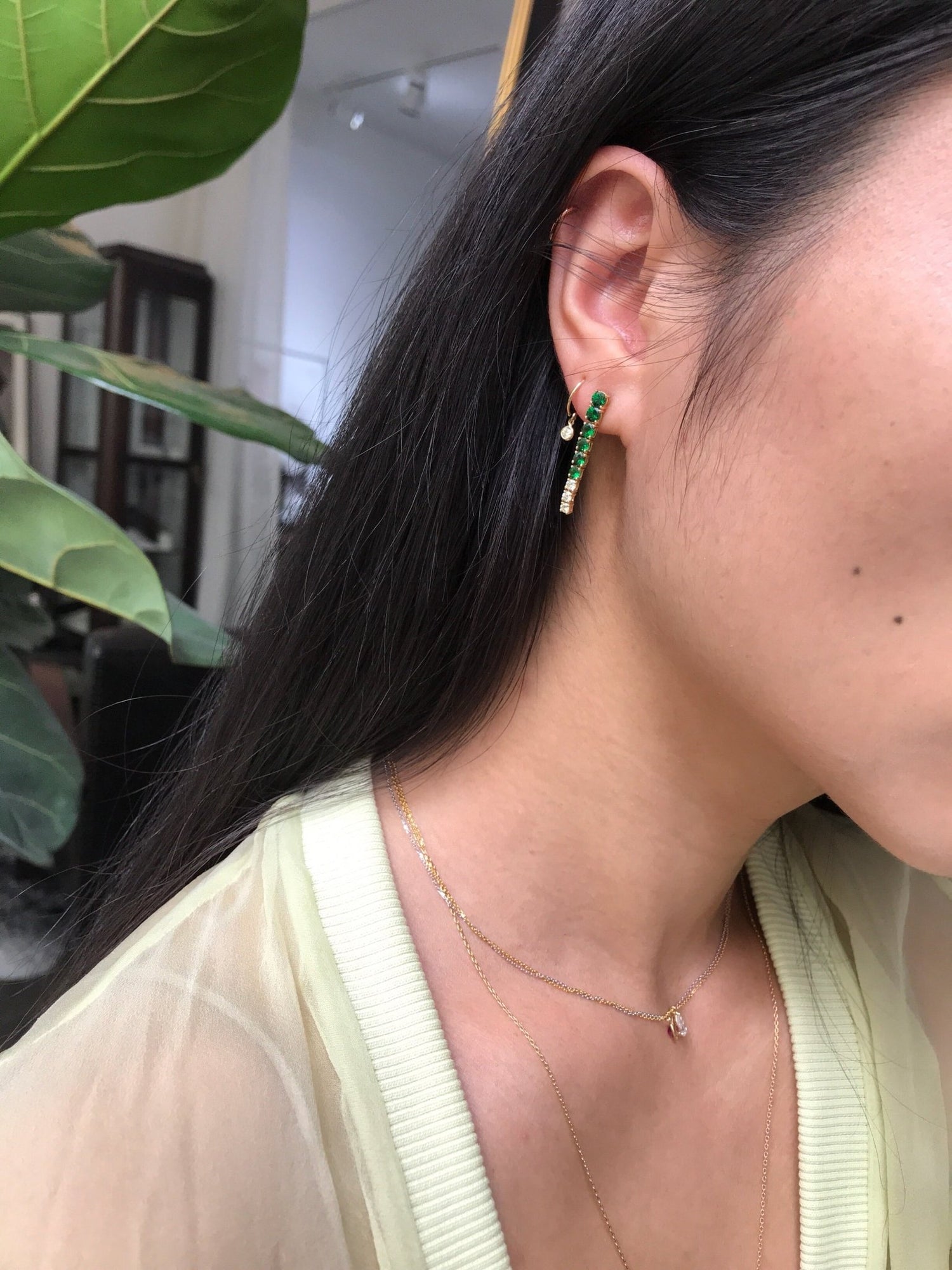 Tsavorite & Canary Diamond Dream Links Earrings