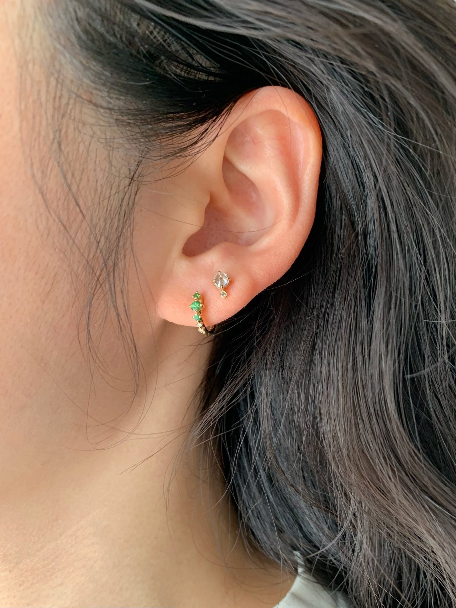 Tsavorite & Diamond Starburst Hoop