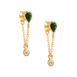Tsavorite & Diamond Chain Earrings 18K Gold Handmade Fine Jewelry