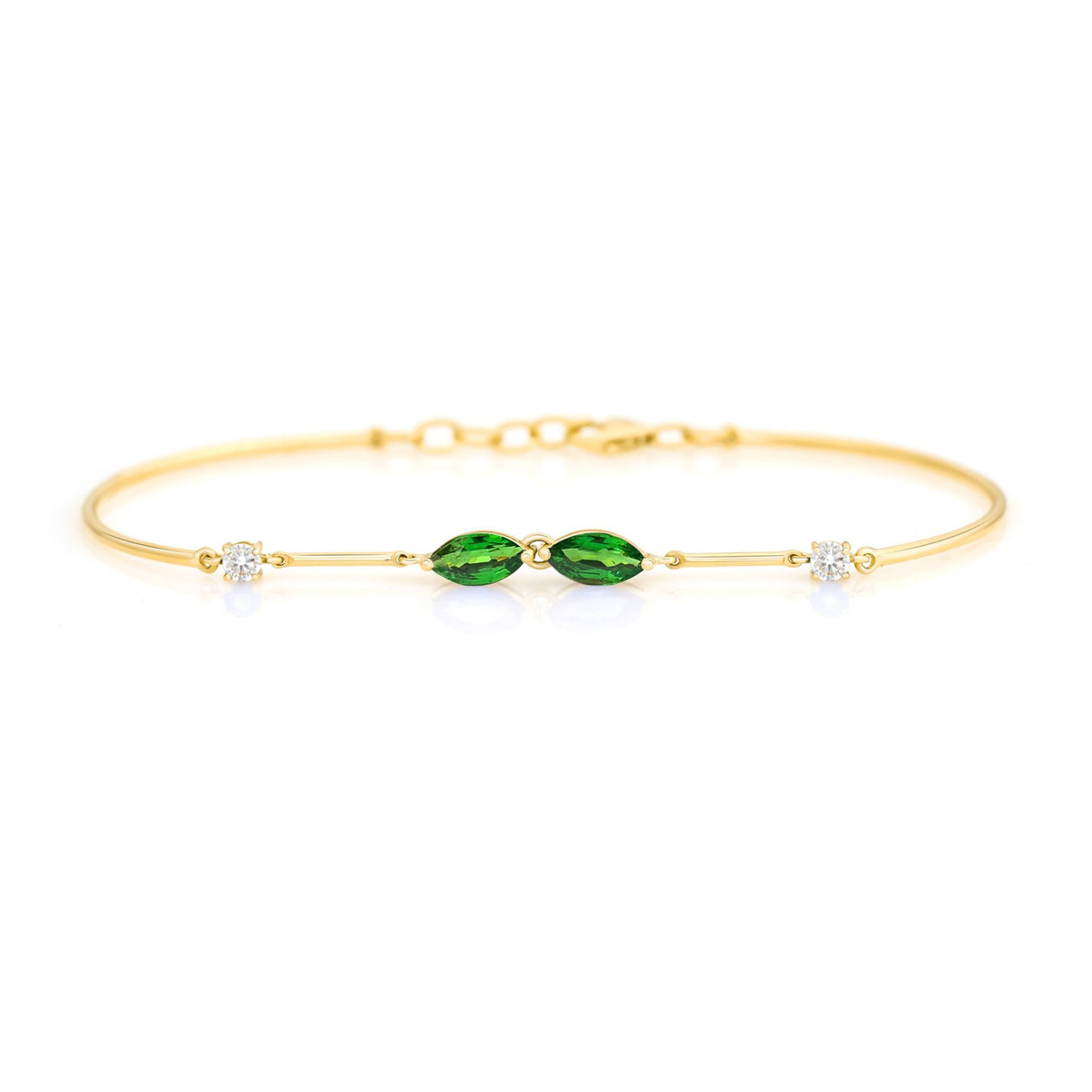 Tsavorite & Diamond Duo Bracelet 18K gold stackable design