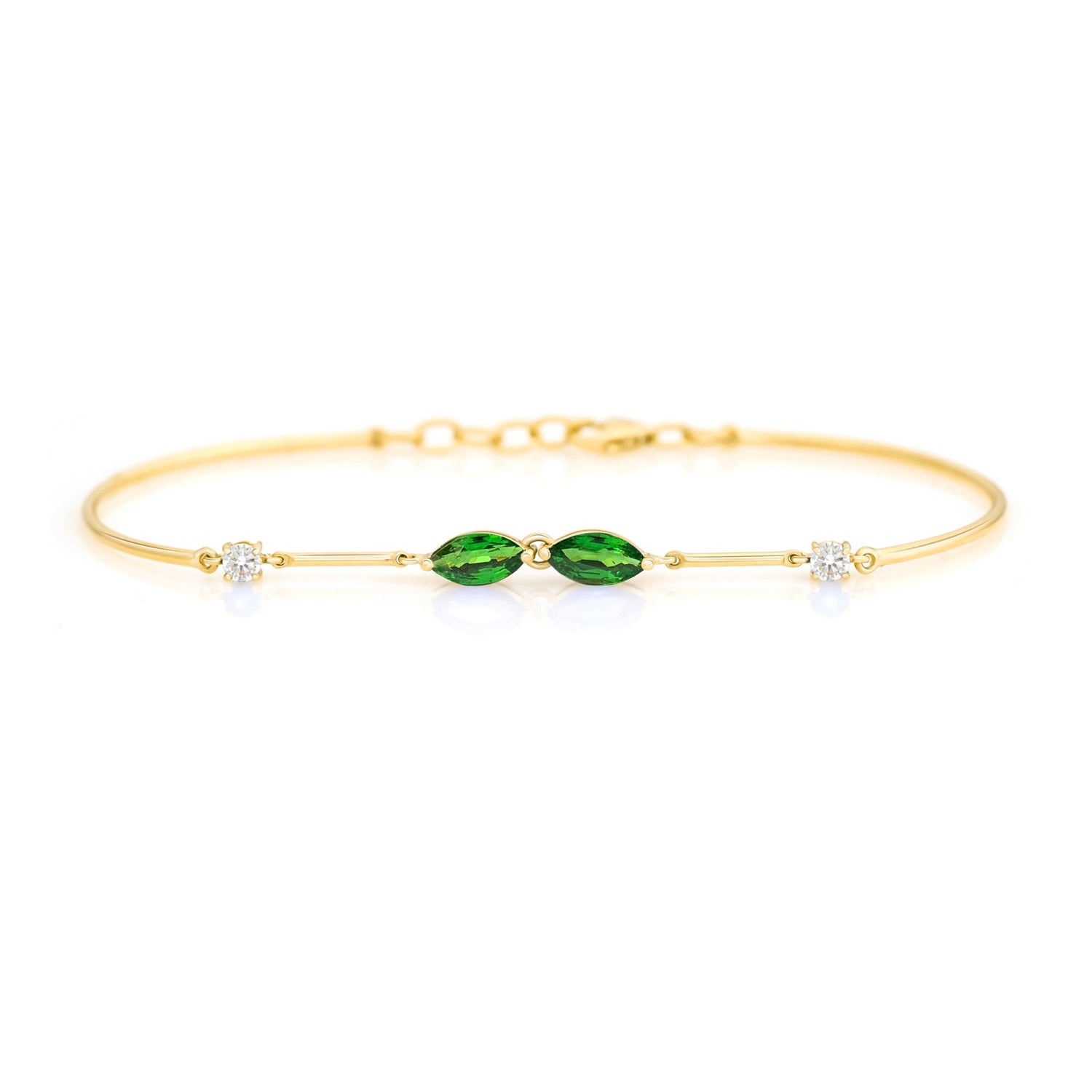 Tsavorite & Diamond Duo Bracelet 18K gold stackable design