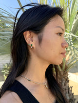 Tsavorite & Diamond Earrings on model