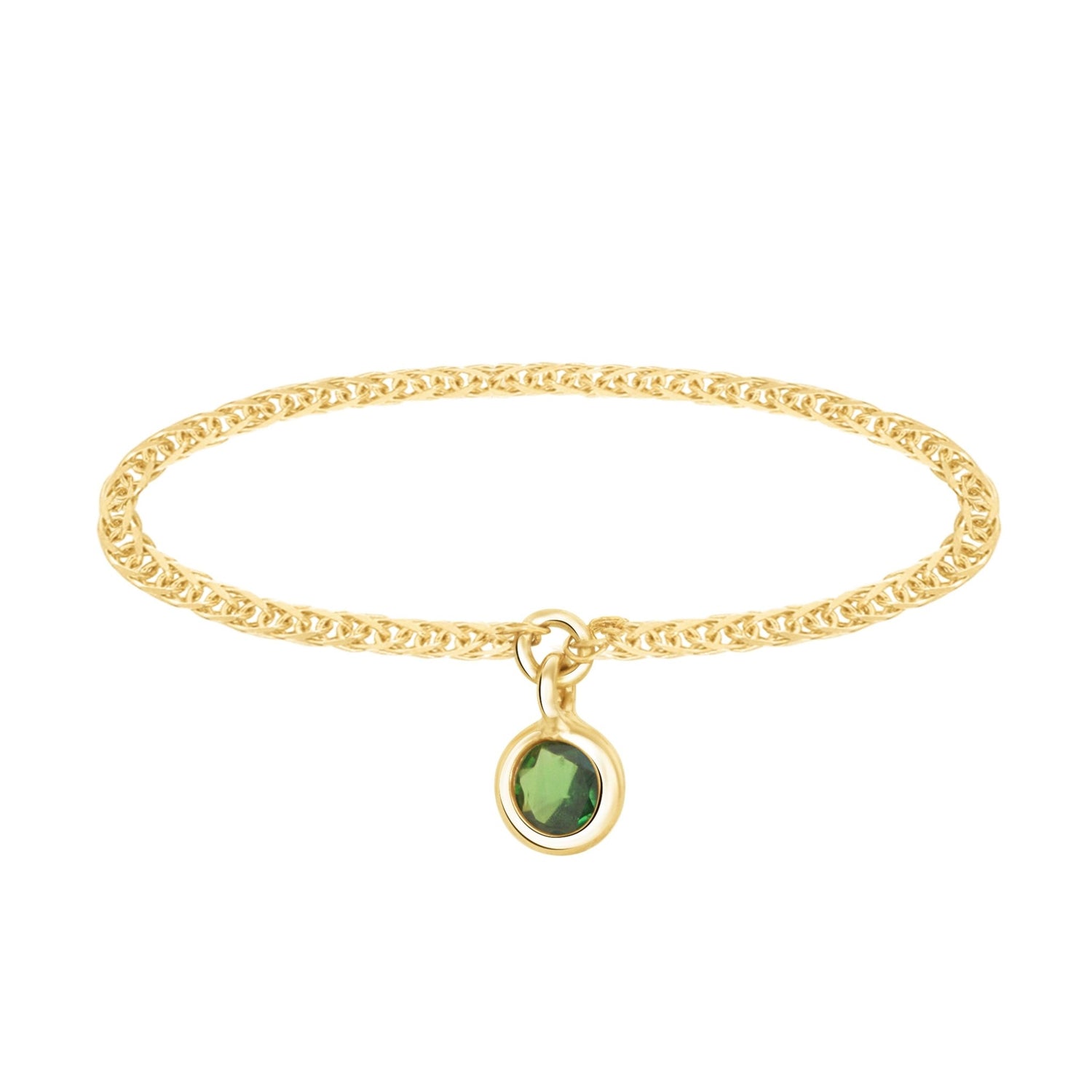 Tsavorite Drop Chain Rings 18K Stackable ring