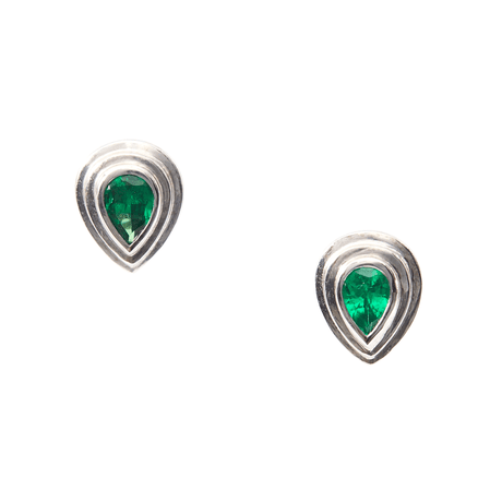 Tsavorite Frame Earrings PT900 Handmade Fine Jewelry