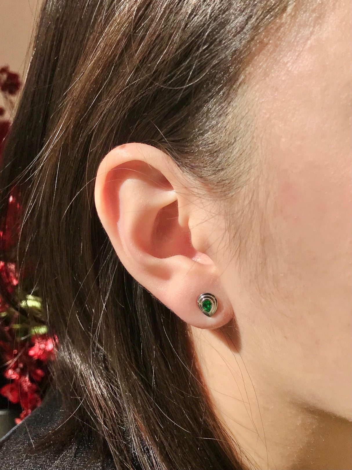 Tsavorite Frame Earrings on model