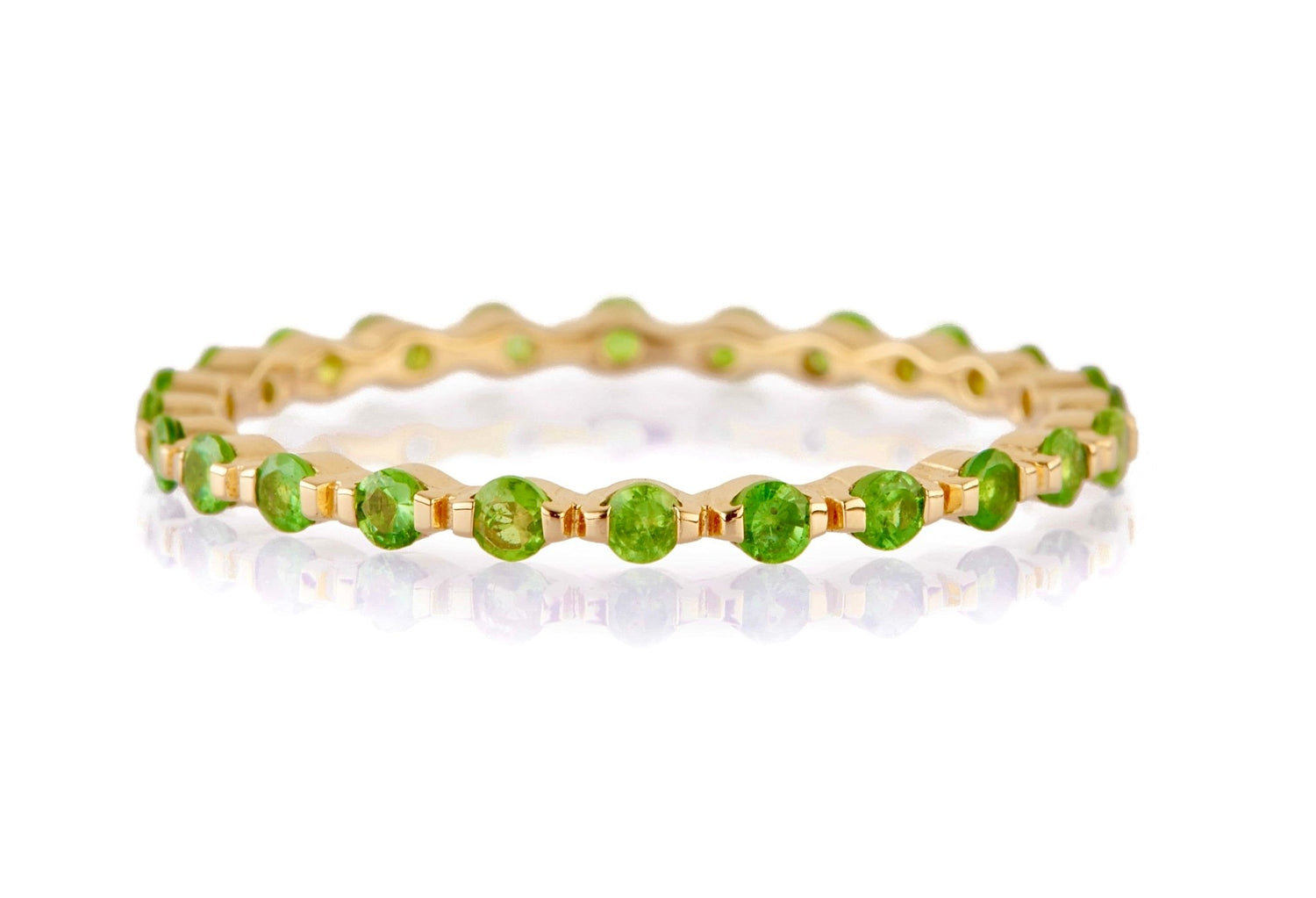 Tsavorite Infinity Ring 18k gold stackable ring