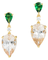 Tsavorite & Morganite & Diamond Spring’s Dewdrop Earrings
