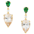 Tsavorite & Morganite & Diamond Spring’s Dewdrop Earrings 18K Gold Handmade Fine Jewelry