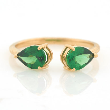 Tsavorite Open Ring 18k gold Stackable ring