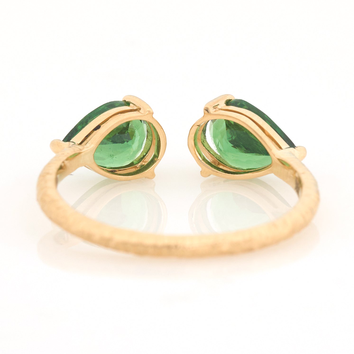 Tsavorite Open Ring 18k gold Stackable ring back view