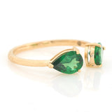 Tsavorite Open Ring 18k gold Stackable ring side view