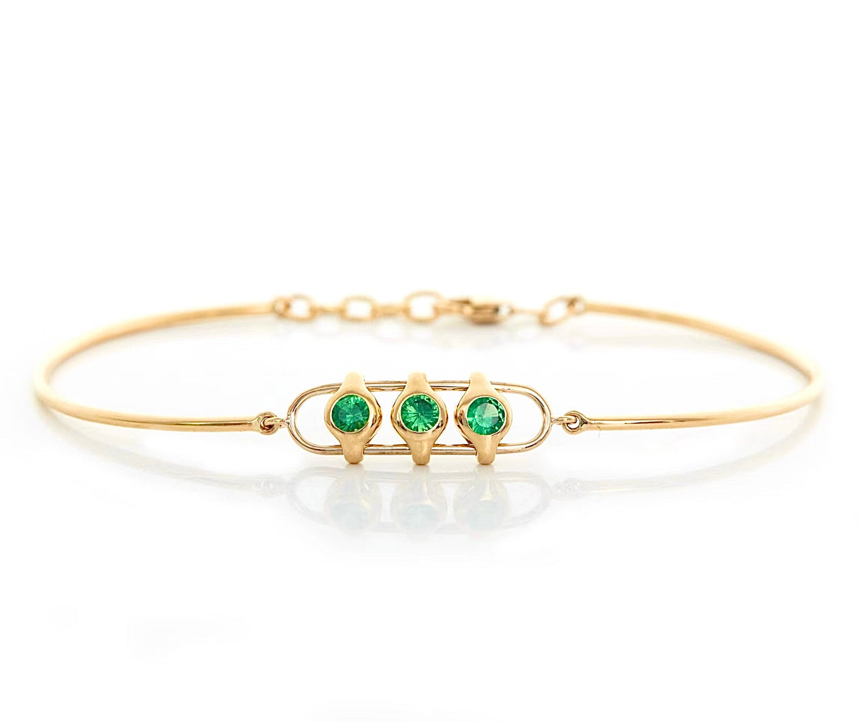 Tsavorite Orbit Bangle 18k gold stackable design