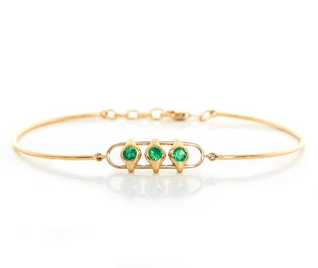 Tsavorite Orbit Bangle 18k gold stackable design