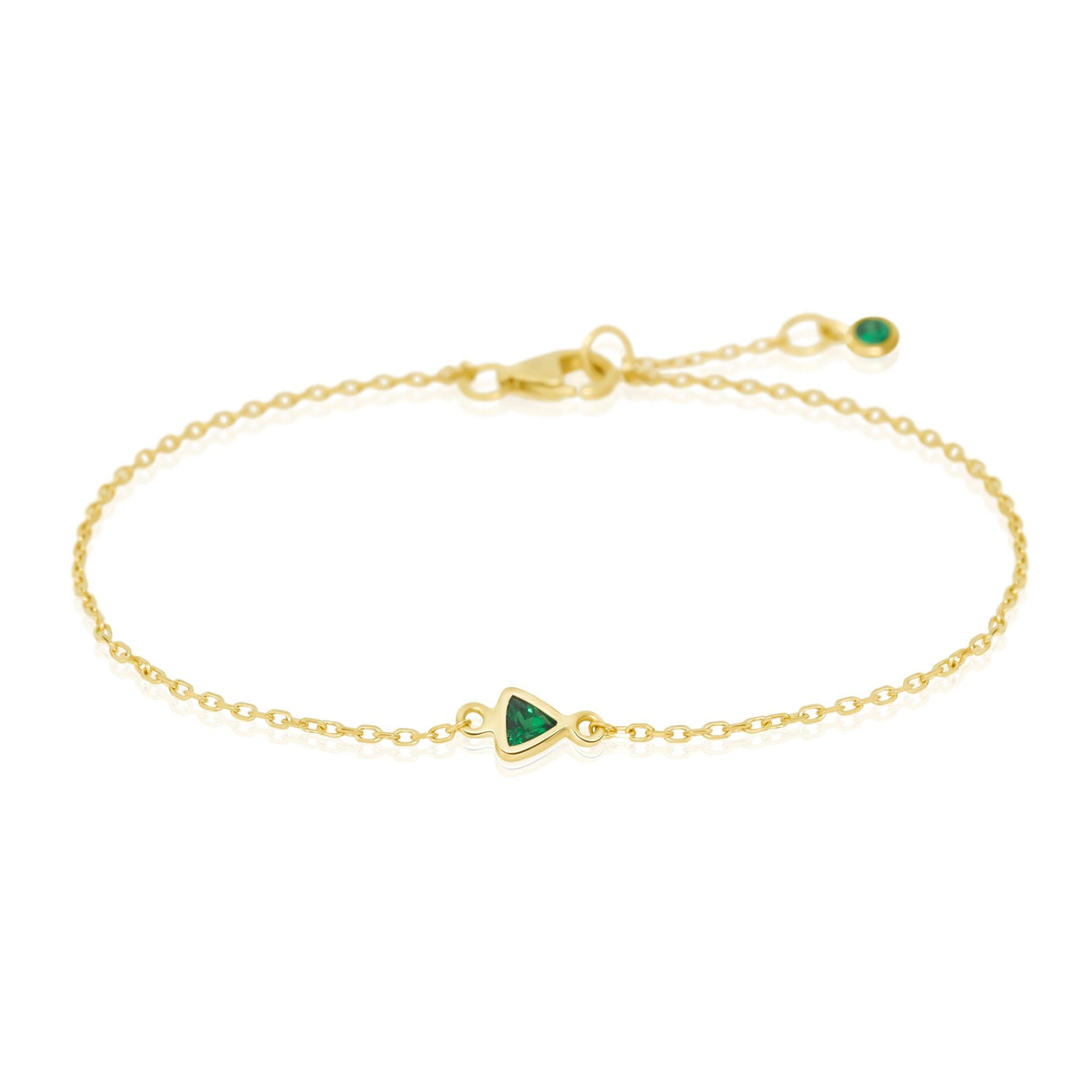 Tsavorite Trillion Bracelet 18k gold Stackable design 