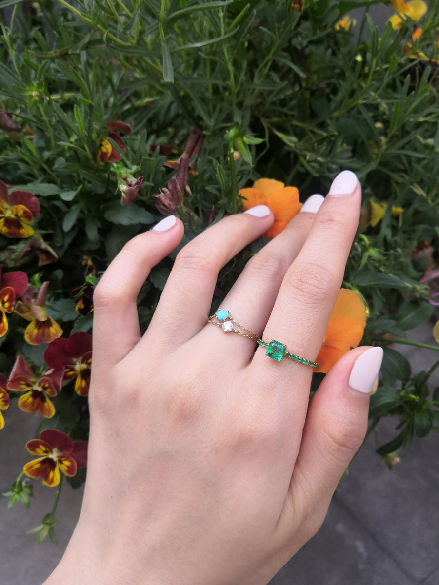 Turquoise Dot Chain Ring