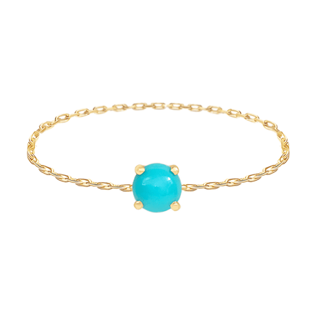 Turquoise Dot Chain Ring 14k gold Stackable ring