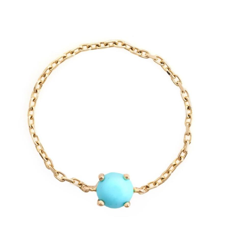 Turquoise Dot Chain Ring