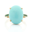 Turquoise & Emerald Globe Ring 9k gold stackable ring