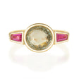 Unheated Green Sapphire & Ruby Triplet Ring 18K engagement ring