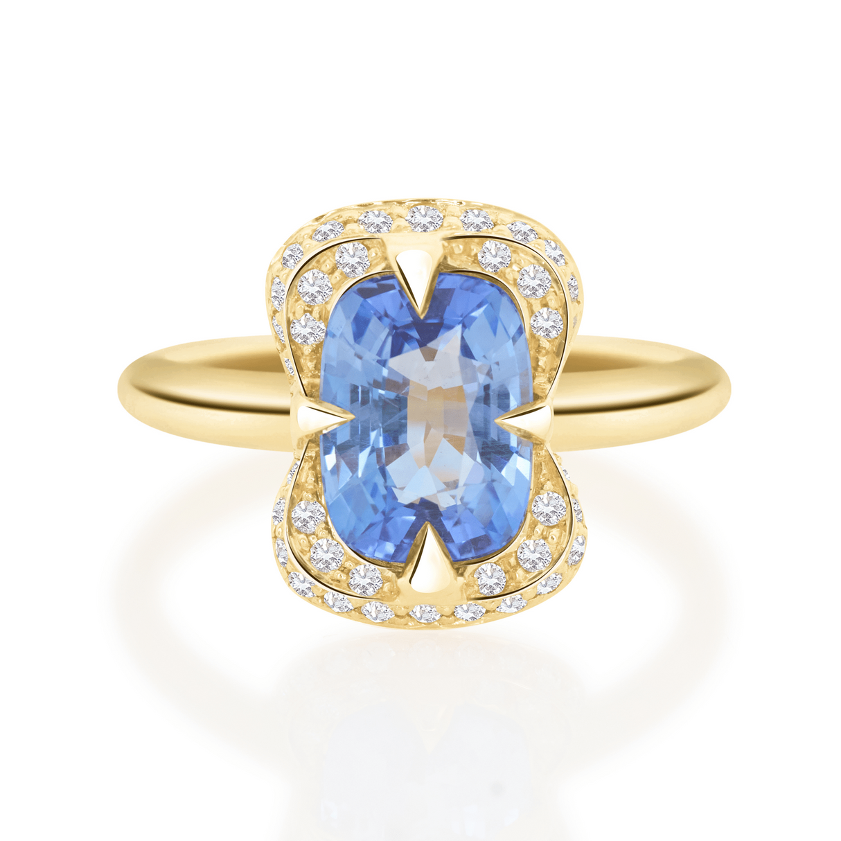 Unheated Sapphire Aurora Ring 18k gold engagement ring