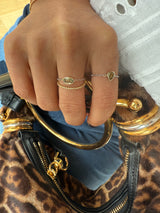 Unique colored Diamond Supreme Chain Ring 18k gold Stackable ring on model