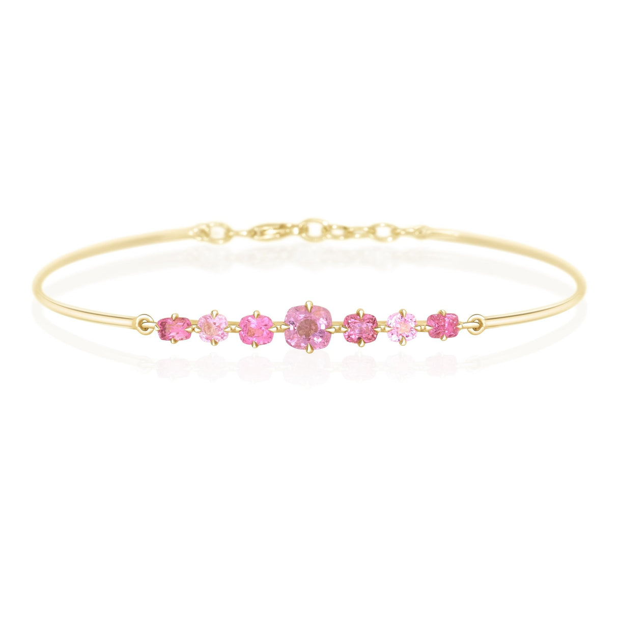 Vivid Pink Spinel Compass Bangle 18k gold stackable design 1