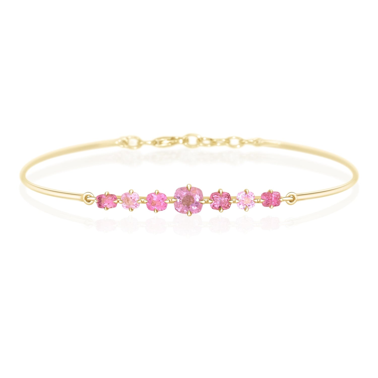 Vivid Pink Spinel Compass Bangle 18k gold stackable design 1