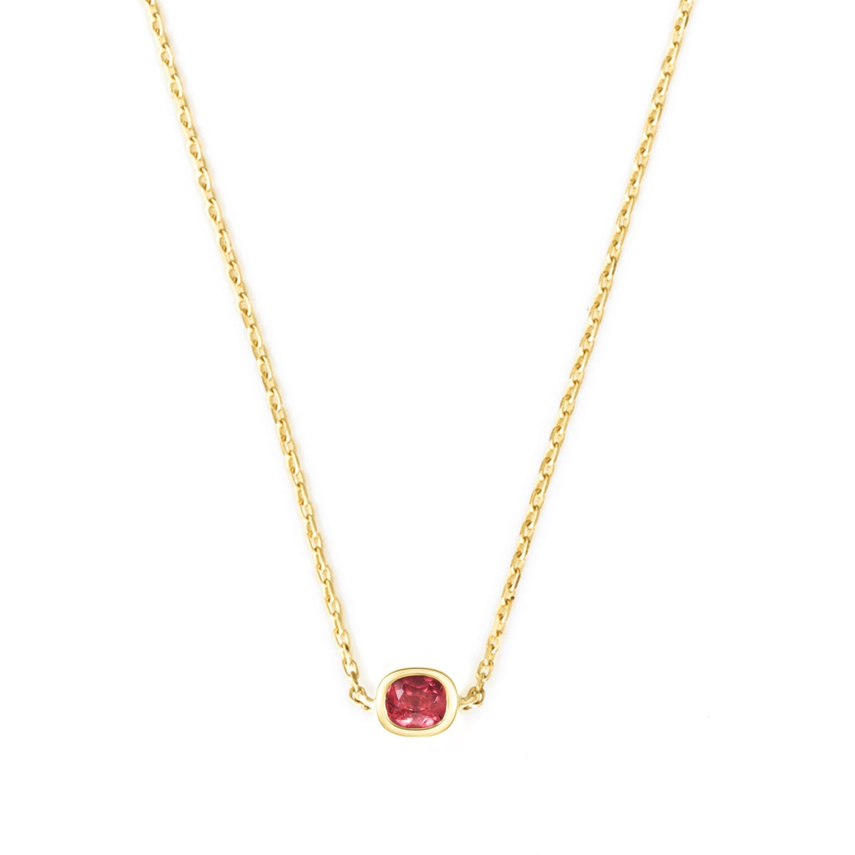 Vivid Spinel Petite Button Necklace  18K gold handmade fine jewelry