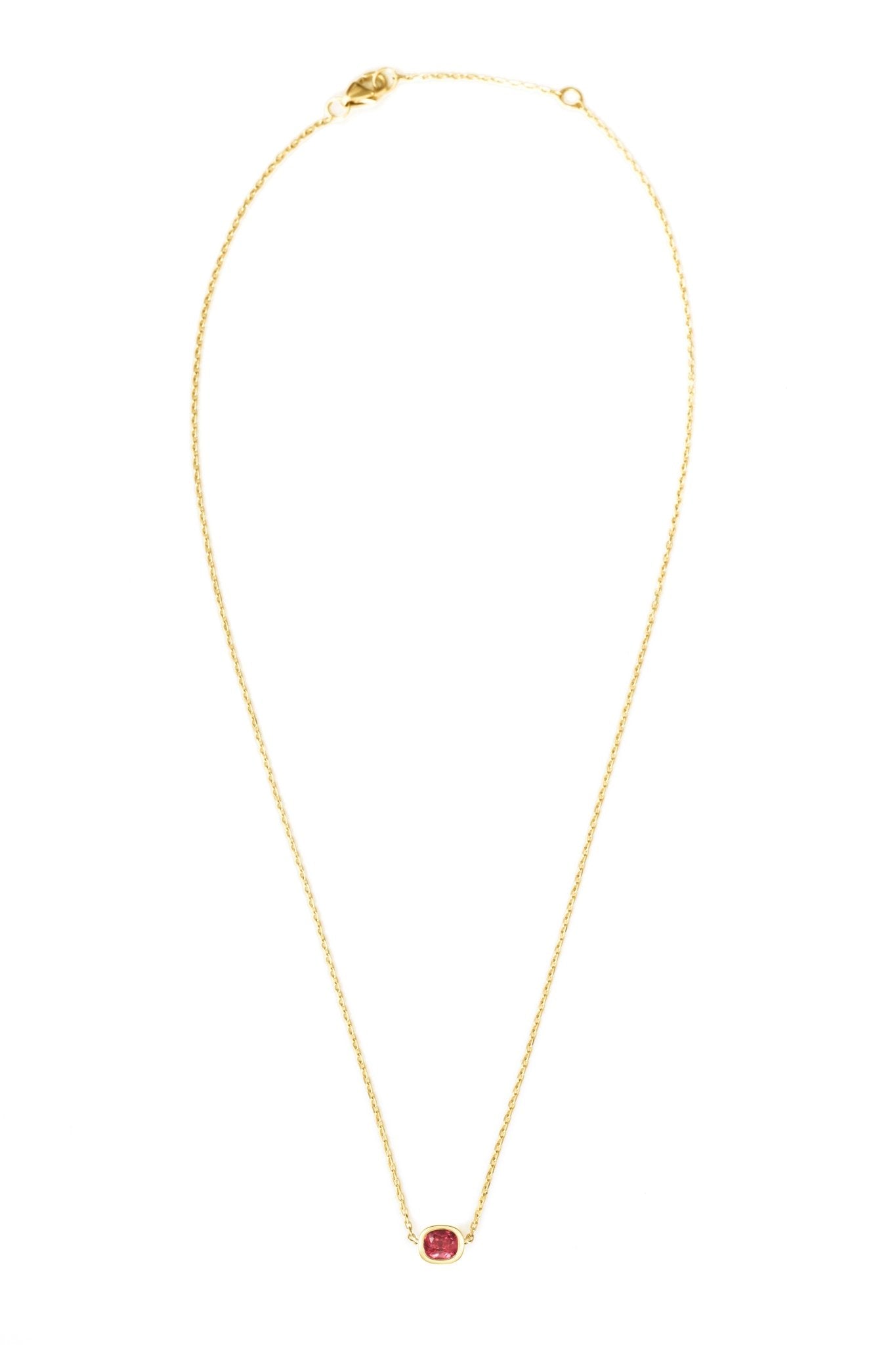 Vivid Spinel Petite Button Necklace  18K gold handmade fine jewelry 1