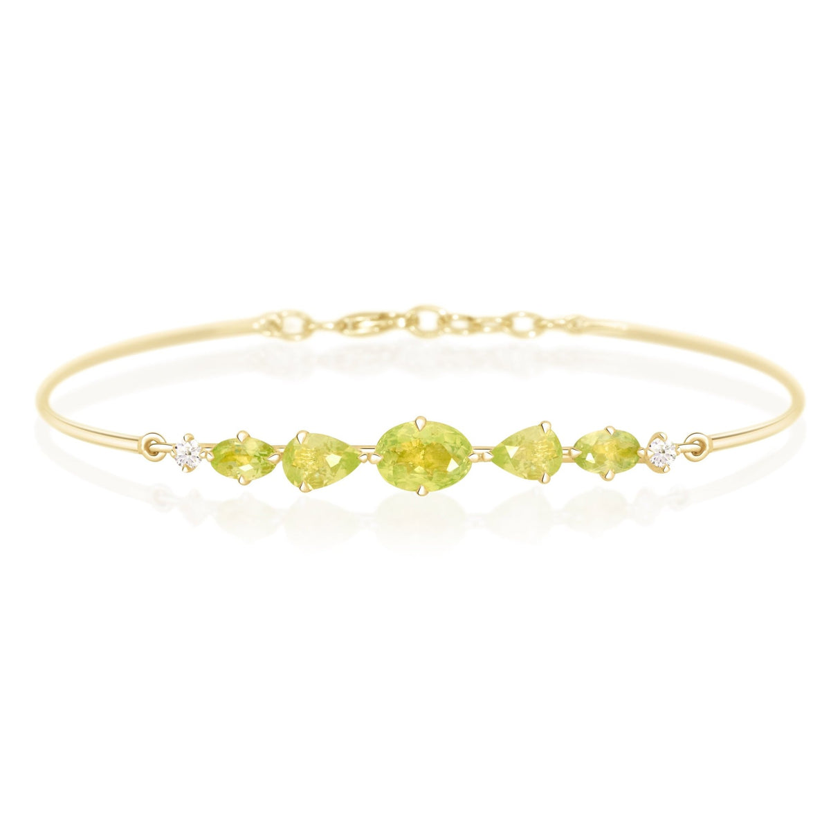 Vivid Yellow Chrysoberyl Compass Bangle 18k gold stackable design