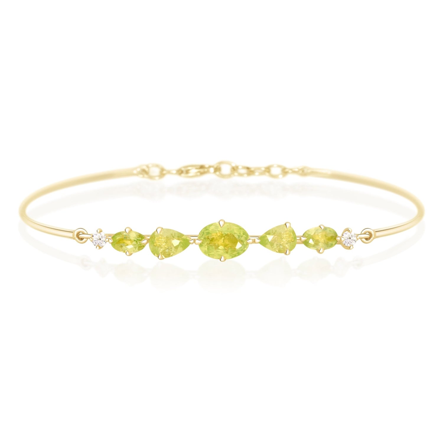 Vivid Yellow Chrysoberyl Compass Bangle 18k gold stackable design