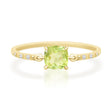 Vivid Yellow Chrysoberyl Cushion Petite Circle Diamond Ring  18K Stackable ring
