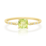 Vivid Yellow Chrysoberyl Cushion Petite Circle Diamond Ring