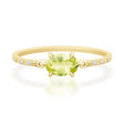 Vivid Yellow Chrysoberyl Petite Circle Diamond Ring  18K Stackable ring
