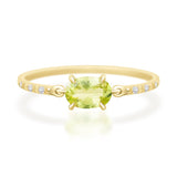 Vivid Yellow Chrysoberyl Petite Circle Diamond Ring  18K Stackable ring
