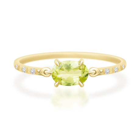 Vivid Yellow Chrysoberyl Petite Circle Diamond Ring  18K Stackable ring