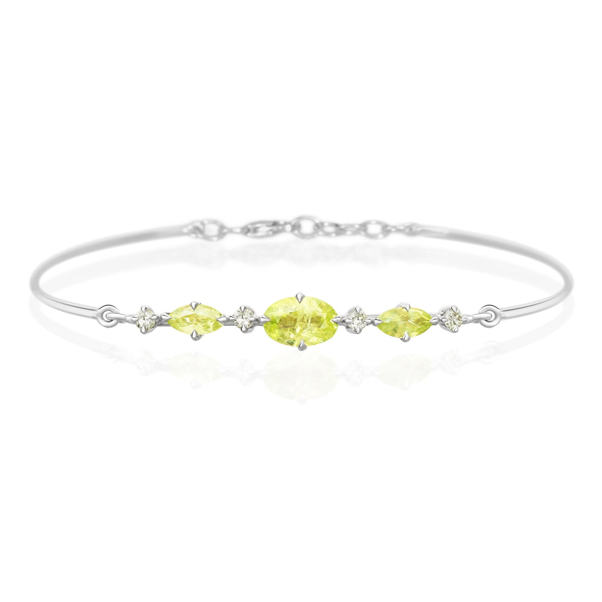Vivid Yellow Chrysoberyl Platinum Compass Bangle Stackable design