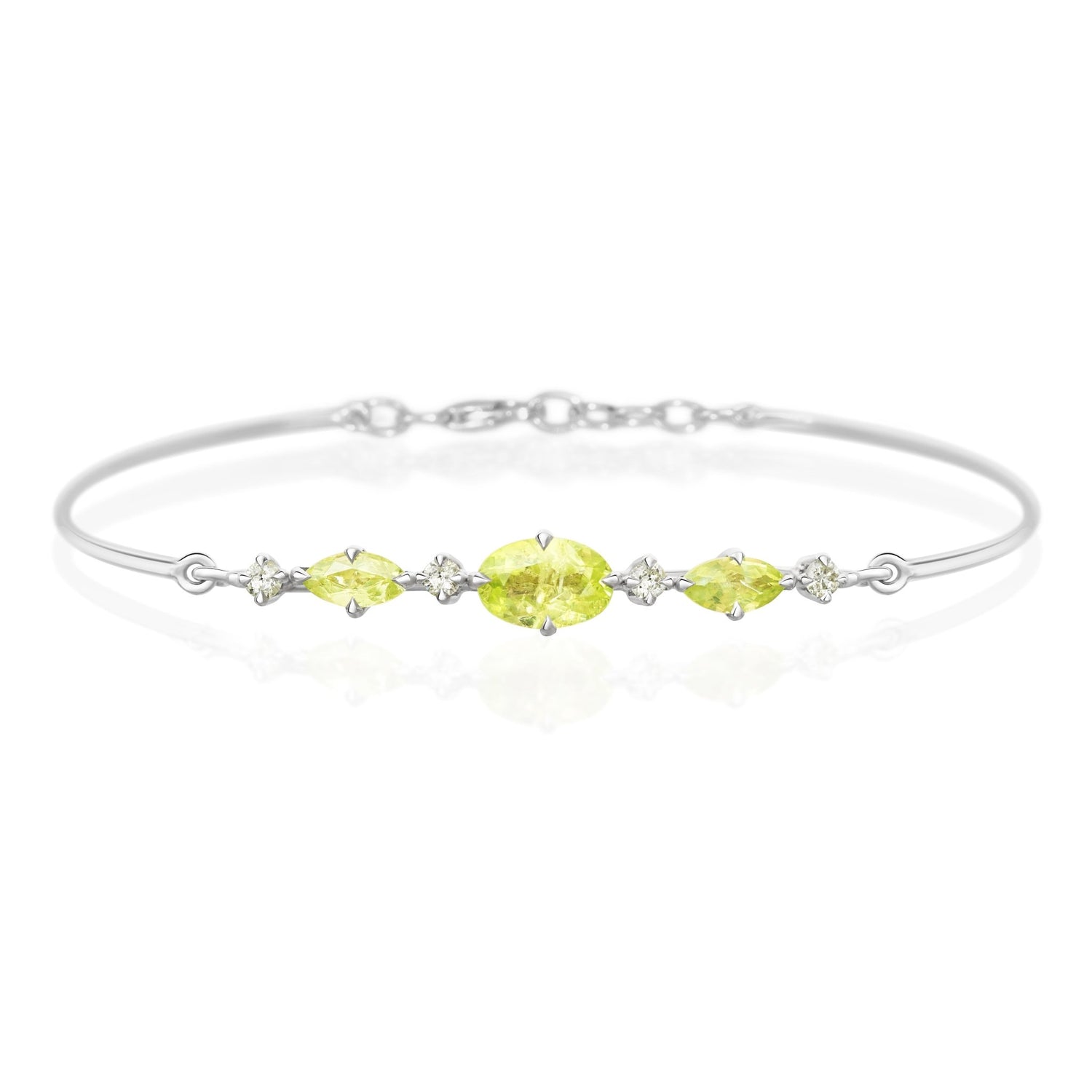 Vivid Yellow Chrysoberyl Platinum Compass Bangle Stackable design