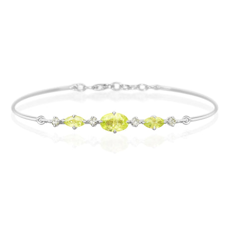Vivid Yellow Chrysoberyl Platinum Compass Bangle Stackable design