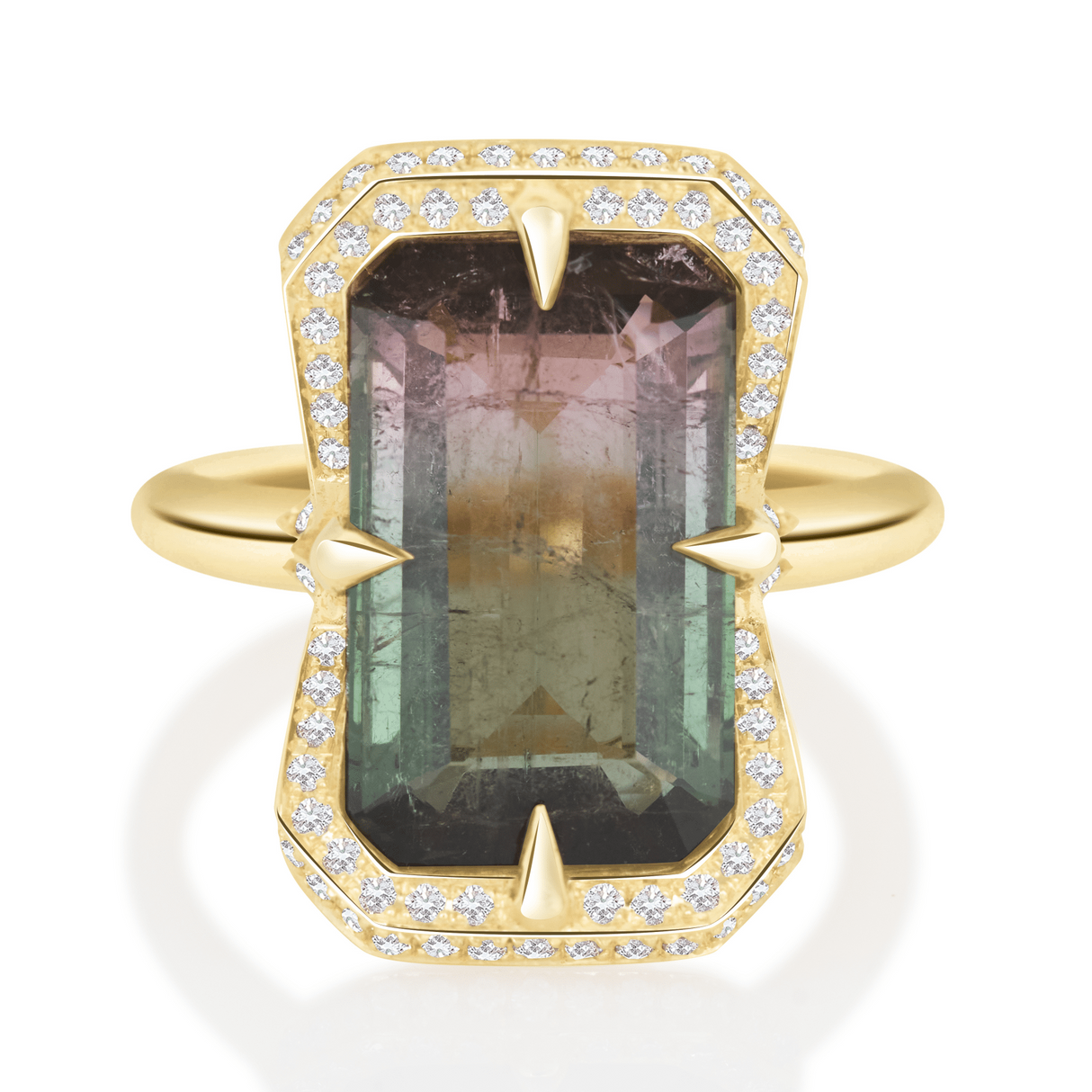 Watermelon Tourmaline Aurora Supreme Ring 18K engagement ring