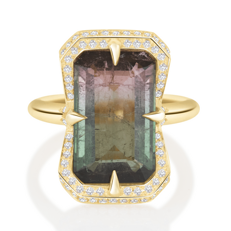 Watermelon Tourmaline Aurora Supreme Ring 18K engagement ring